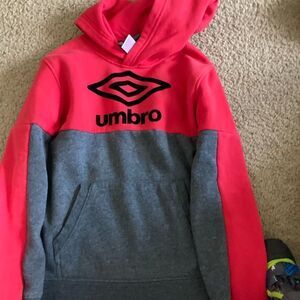 Boys Gray and Red Umbro Hoodie Sweatshirt